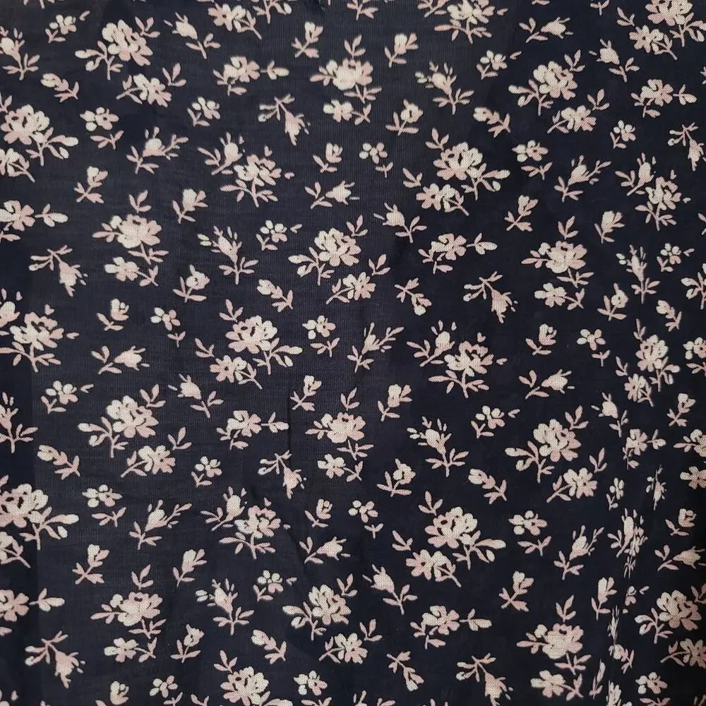 New Joie Galani Navy Floral Balloon Sleeve Cinched Waist Button Dress, Large NWT